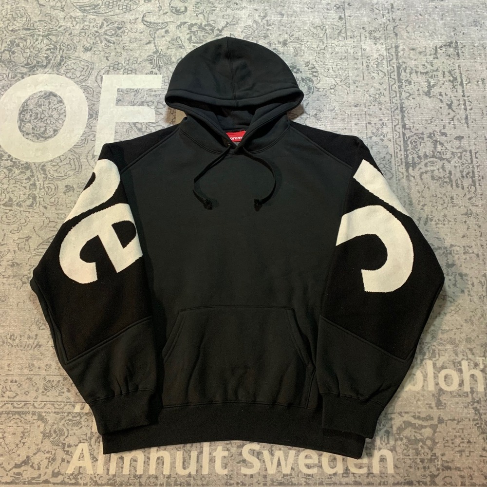 Supreme Big Logo Jacquard Hooded Sweatshirt Black FW23SW81 Mens Medium